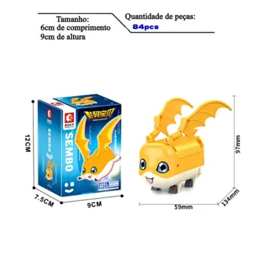 Patamon Com Caixa Moc Do Digimom Com Blocos de montar miniatura de coleção angelmon