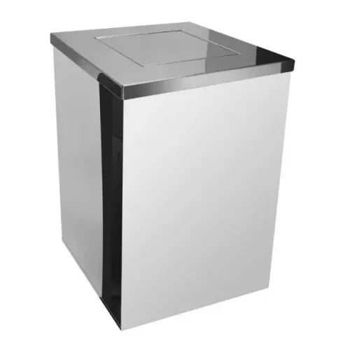 Lixeira quadrada em inox com tampa basculante 50 litros