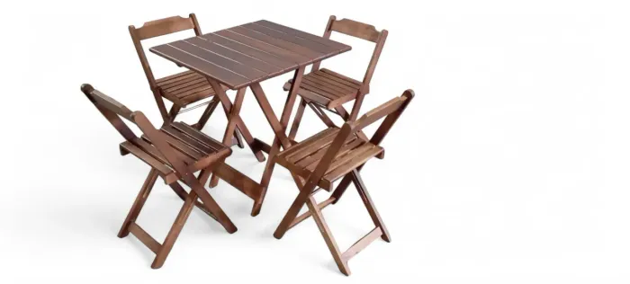 CONJUNTO DE MESA 70x70 TAMPO RIPADO 