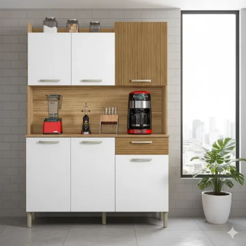 Armário de Cozinha Moscato Freijó/Supremo/Ripado Freijó