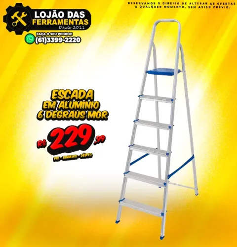 Escada em Aluminio 6 Degraus Mor