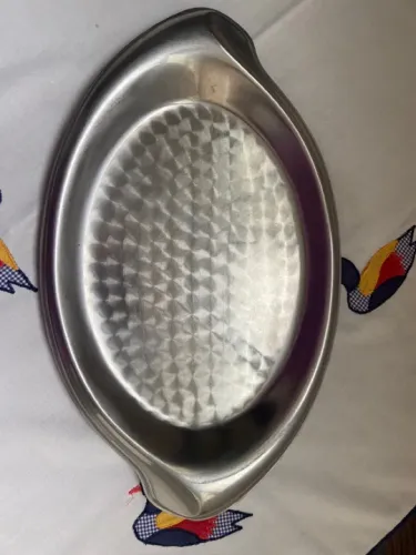 Bandeja oval de aço inox