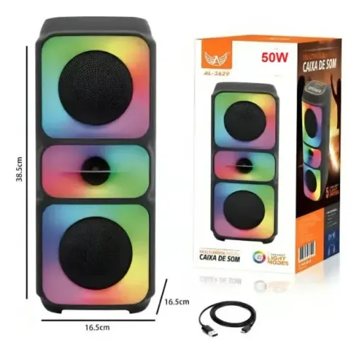 Caixa De Som Portátil Amplificada Bluetooth 50W - Nova
