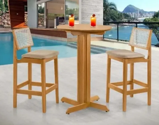 Bistrô drinks laminado C/ 2 cadeiras mel/marrom