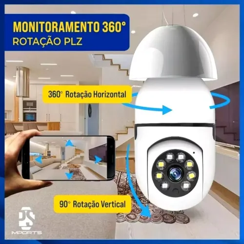 Câmera de Segurança 360° com Rotação PLZ