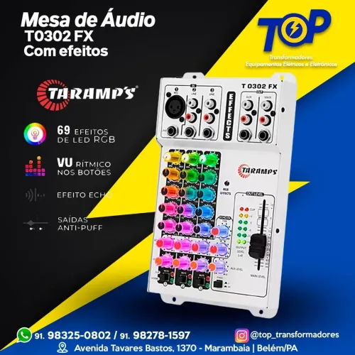 Mesa de áudio 3 canais Fx Multicolor Taramps