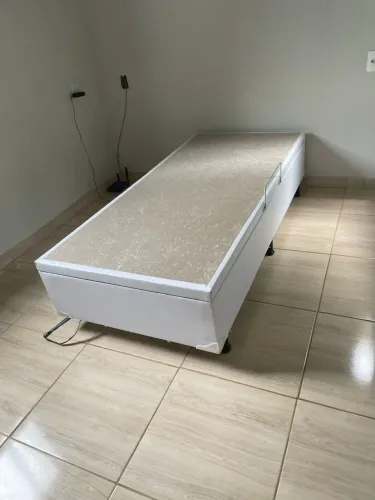 Cama Baú Solteiro Branco Corino