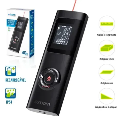 Trena Digital Medidor de Distância a Laser Exbom TEM-M42, 40M Distancia - WZetta