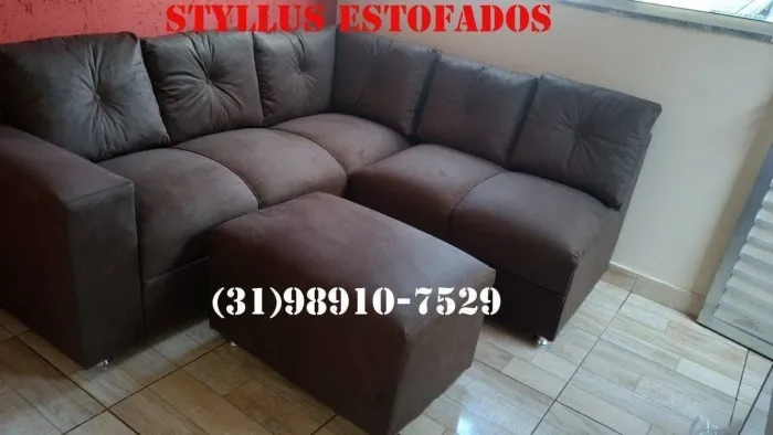 Sofá de Canto em Suede