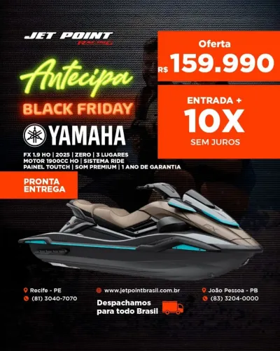 JET SKI YAMAHA FX 1900 HO 2025 ZERO, Com Som PREMIUM, TROCO/PARCELO