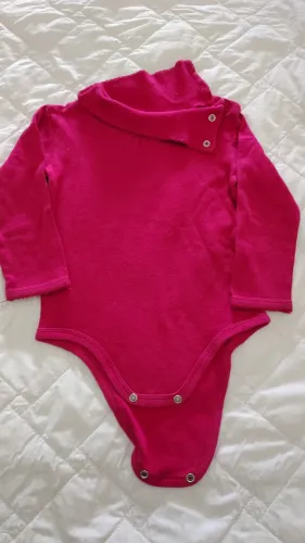 Body Manga Longa Rosa Bebê