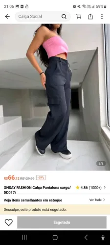 Calça Pantalona Cargo Feminina - ONSAY FASHION
