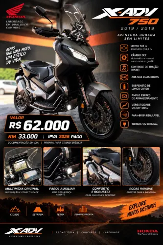 Honda X-ADV 750 2019/2019 | 33.000 km | DCT | R$ 62.000