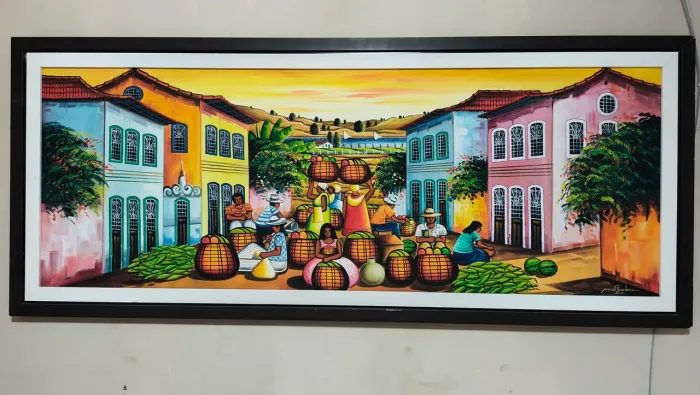 Quandro moldura com pintura a óleo e arte a mão