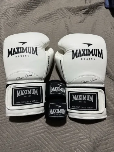 Luva Boxe / Muay Thai - Maximum New Classic White / Black Cor Branco Tamanho 14oz