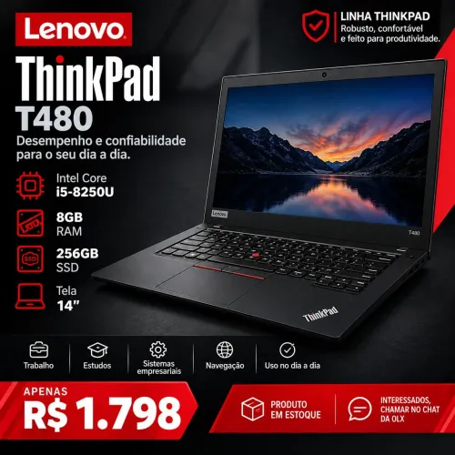 Notebook Lenovo ThinkPad T480 i5 8GB RAM + 256GB SSD
