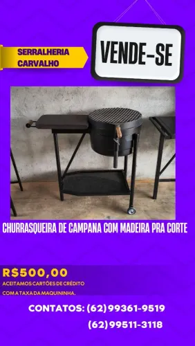 Churrasqueiras, lixeiras, discos de arado e serviços de serralheria.