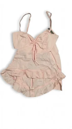 Conjunto Soul de Flor Rosa-Claro com Babados - Tamanho PP