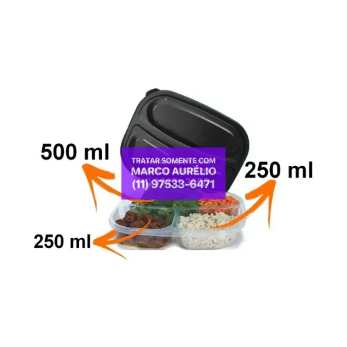 Marmitas Porta Mantimentos Marmitas Com 3 Divisórias - R$ 10 Unidade