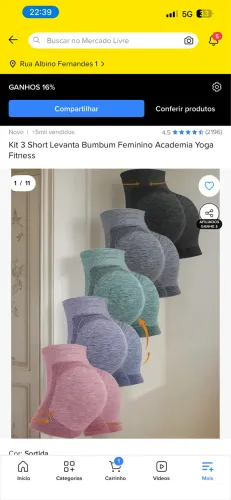 Kit short academia e yoga 