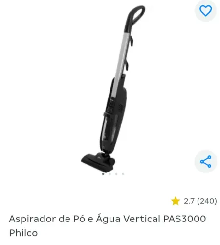 Aspirador Philco pó e água pas 3000 220v