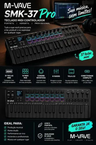 Teclado m-vave 37 teclas
