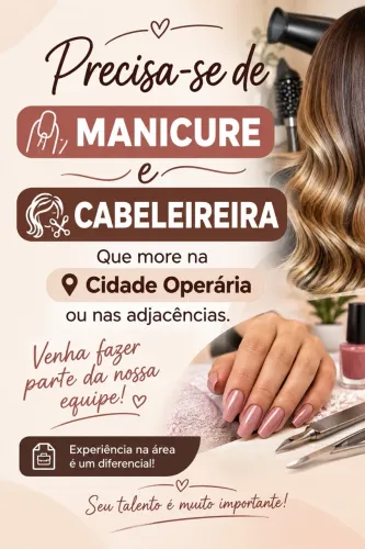 Precisa-se de cabeleireira e manicure