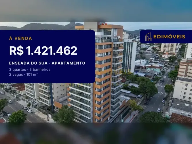 Apartamento 3 quartos na Enseada do Suá, elegância e praticidade para você