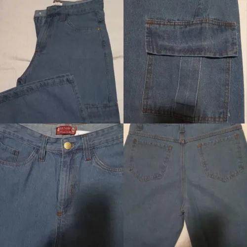 Calça jeans cargo feminina