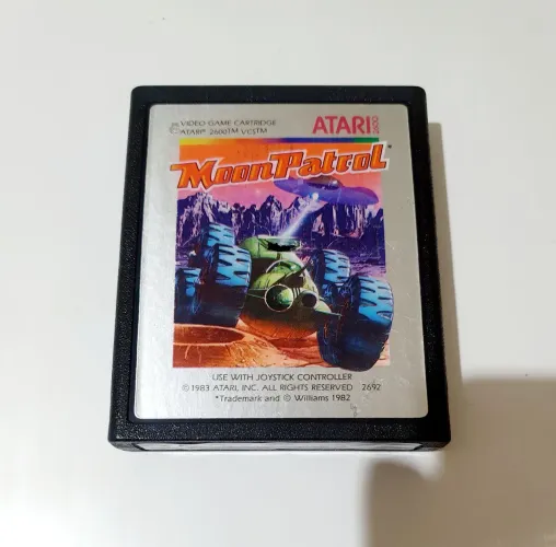 MOON PATROL ATARI 2600 CARTUCHO 100% ORIGINAL ATARI INC AMERICANA SILVER LABEL RARO LINDA