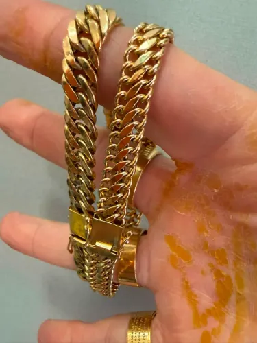 Pulseira Groumet de ouro 15.68g 18k procedência garantia eterna