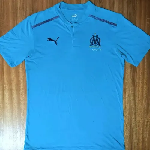 camisa original 2021 olympique marseille puma azul algodão tamanho p
