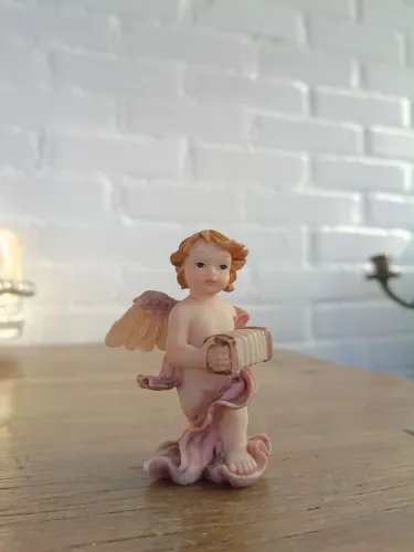 anjo sanfoneiro sanfona anjinho decoração bibelô antigo Antiquario arte vintage anos 60