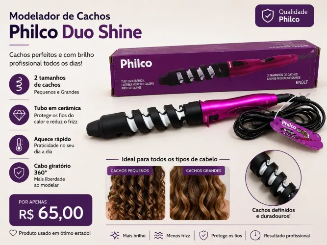 Modelador de Cachos Philco Duo Shine Bivolt - R$ 65,00
