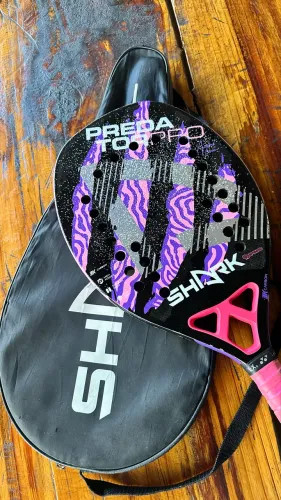 Raquete Beach Tennis Shark Predator Pro - Tratamento Novo