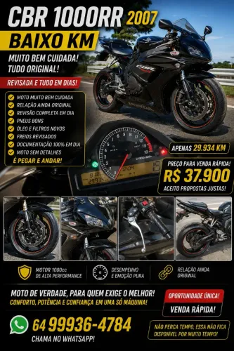 ? CBR 1000RR 2007 ? PARA QUEM PROCURA UMA MOTO DIFERENCIADA E CONSERVADA