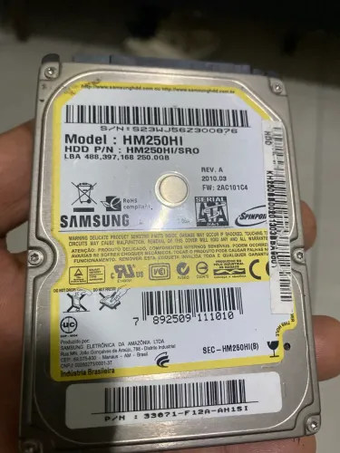 HD Samsung HM250HI 250 GB para Notebook ? Usado