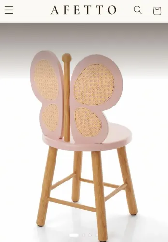 Cadeira Infantil Borboleta Afetto - Madeira e Palhinha - R$ 620
