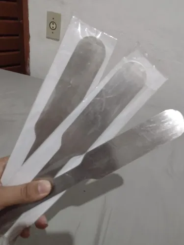 Kit 3 Espátulas Inox para Depilação - 2 Novas e 1 Usada