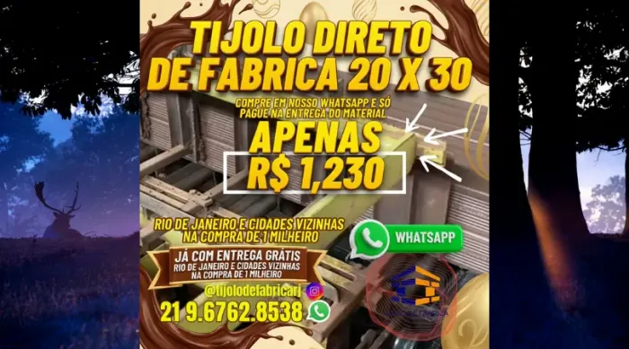 tijolo 10 furos 20x30 material cerâmico 