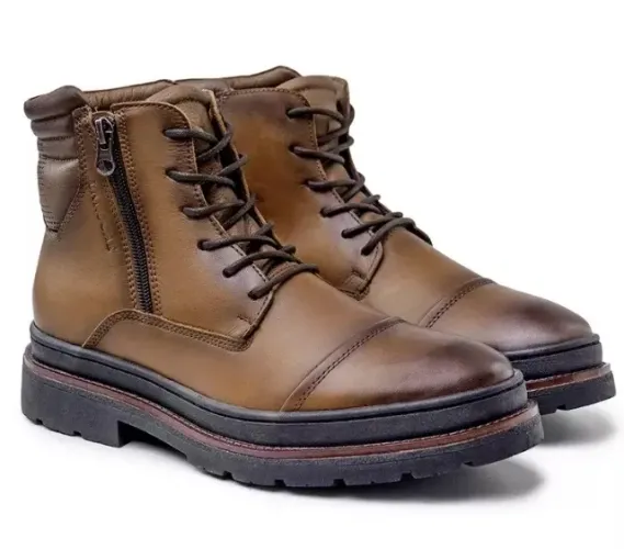 Bota Couro Masculina Curta