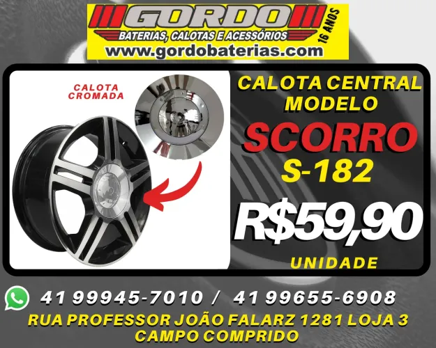Calota centro de roda Scoro S-182. R$59,90 a unidade. Entrega em Curitiba e região