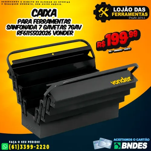 Caixa Para Ferramentas Sanfonada 7 Gavetas 7GAV RF6115502026 Vonder