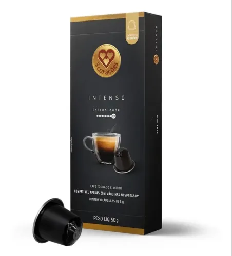Cápsula de Café Intenso 3 Corações Compativel com Nespresso 10 unid