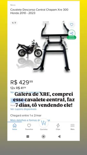 Cavalete central de xre300, chapam