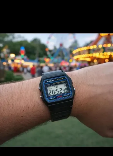 Relógio Vintage Preto com Pulseira de Borracha F91W-1 Clássico