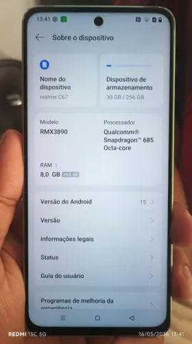 Realme c67 256GB 8+8 de RAM 750$