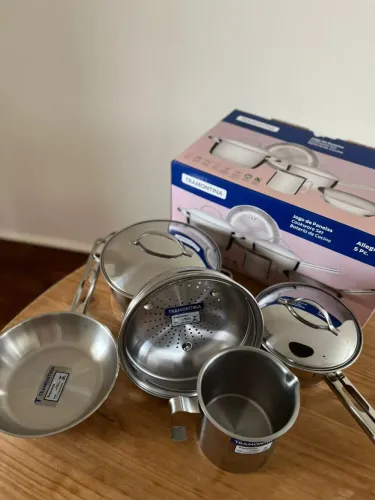 NOVO - JOGO PANELAS TRAMONTINA 5PÇS INOX