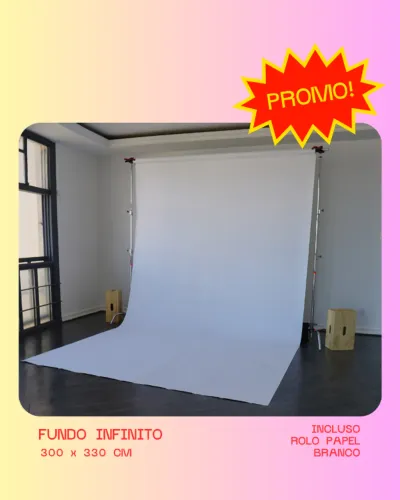 Suporte Fundo Infinito Estúdio + Rolo Branco