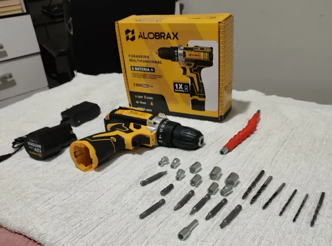Furadeira e parafusadeira nova12 v recarregável a bateria + chaves